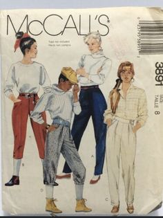 Capris Knickers Jodhpurs Pants Size 8 M3891 Uncut 80s Sewing Pattern | eBay Jodhpur Pants, Knickers Pants, Sewing Pants, Retro Jacket, Vogue Sewing, Century Clothing, Riding Pants, Mccalls Sewing Patterns, Belted Jacket