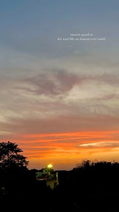 an airplane flying in the sky at sunset with a quote on it's side