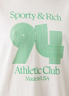 a white t - shirt with the words sporty and rich on it's front