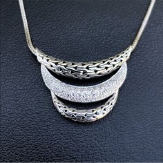 Brand New With Tag,Classy John Hardy Large 925 Sterling Silver And Diamonds Arch Necklace Classic Chain $2400. John Hardy Necklace, John Hardy Jewelry, Silver Bead Necklace, Pave Pendant, Onyx Necklace, Wood Necklace, John Hardy, Stunning Necklace, Diamond Pendant Necklace