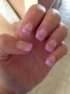 Lovinnnng these light purple French tip nails Long Simple Nails, Purple French Tip Nails, Purple French Tip, Ombre Nail Ideas, Purple French, Designer Nails, Natural Nail Art, Purple Acrylic Nails, Butterfly Designs