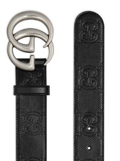 GG Marmont embossed belt from GUCCI featuring black, leather, logo plaque, belt loops and punch-hole detailing. This item is in size 105 and the color is Gucci Belt Women Farfetch, Gucci Luxury Classic Belts, Luxury Gucci Belt With Gold-tone Hardware, Luxury Gucci Belts For Men, Luxury Men's Gucci Belts, Luxury Designer Belt With Logo, Classic Gucci Luxury Belts, Luxury Gucci Black Belt Buckles, Luxury Gucci Men's Belts