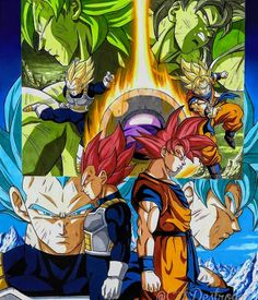 the dragon ball movie poster is shown with all of its characters in it's avatars