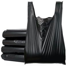 black plastic bags stacked on top of each other