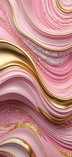 an abstract pink and gold wallpaper with lots of sparkles on it's edges