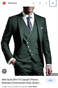 Simple Business Casual, Groom Suit Navy, Gentleman Suit, Suit 3 Piece, Prom Men, Suit Green, Elegant Suit, Stylish Suit