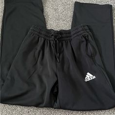 Brand New, Black, Size Small Black Adidas Sports Pants, Black Adidas Logo Sports Pants, Black Adidas Sportswear Pants, Black Adidas Athleisure Bottoms, Black Athleisure Bottoms With Adidas Logo, Black Workout Pants With Three Stripes Branding, Black Adidas Bottoms For Gym, Black Adidas Activewear For Loungewear, Adidas Black Sweatpants For Sports