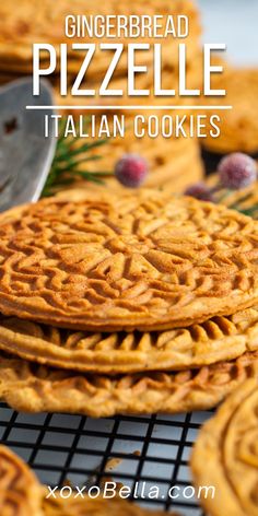 gingerbread pizzale italian cookies on a cooling rack