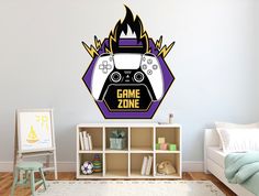 a game zone wall sticker in a child's room