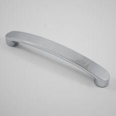 a chrome door handle on a white background