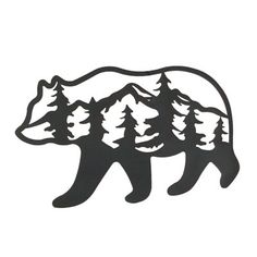 a bear with trees on it's back is shown in the shape of a mountain