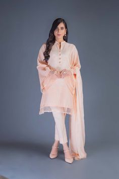 Bareeze Swiss Grace Ch3016 Peach Collection 2021 Long Sleeve Peach Sets For Eid, Semi-stitched Peach Salwar Kameez With Dupatta, Peach Colour Pakistani Suit, Peach Pakistani Outfit, Festive Semi-stitched Peach Salwar Kameez, Pakistani Designer Suits, Peach Dress, Simple Pakistani Dresses, Lawn Suits