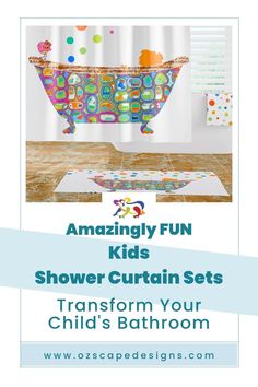 the kids's shower curtain sets are colorful and fun