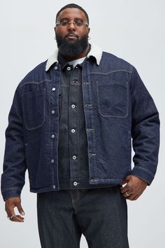 Available In Indigo. Fold Down Collar Button Front Closure Chest Pocket Side Hand Pocket Long Sleeve Shell: 80% Cotton 20% Polyester Lining: 100% Polyester Imported | Mens Paulie Contrast Trucker Jacket in Indigo size Small by Fashion Nova Indigo Fashion, Denim Jacket Men, Denim Jackets, Trucker Jacket, Mens Denim, Chest Pocket, Fashion Nova, Denim Jacket, Size Medium