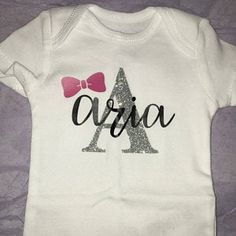 Cute Short Sleeve Bodysuit For First Birthday, Cute Short Sleeve Bodysuit For Gift, Cute Short Sleeve Bodysuit As Gift, Cute Fitted Bodysuit For Birthday, Fitted Bodysuit With Name Print For First Birthday, Cute Onesie With Name Print As A Gift, Fitted Pink Onesie For Gift, Fitted Pink Onesie Gift, Fitted Pink Onesie As A Gift