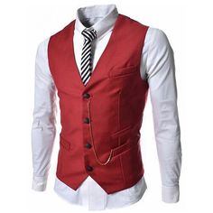 Fabric:Polyester; Sleeve Length:Sleeveless; Gender:Men's; Style:Smart Casual,1920s; Occasion:Business,Casual,Wedding,Causal,Wedding Party; Placket:Single Breasted; Fit Type:Slim; Pattern:Solid Colored; Neckline:Shirt Collar; Outerwear Type:Gilet,Suit Vest; Bust:; Length:null Elegant Fitted Red Vest, Fitted Red Vest For Summer, Red Fitted Vest For Summer, Classic Red Sleeveless Vest, Red Fitted Sleeveless Vest, Red Sleeveless Retro Vest, Retro Red Sleeveless Vest, Red Fitted Vest For Party, Red Vintage Vest For Summer