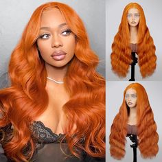 PRICES MAY VARY. 🌹Ginger Orange Body Wave Lace Front Wigs Human Hair Material：100% Brazilian virgin human hair ,clean & healthy & soft & bouncy, no chemical. Can be dyed, straightened, bleached and restyled as you like. 🌹13x6 Lace Front Wigs Human Hair Texture: Classical popular style, fashion,charming ,200 density full and thick ,true to length, preplucked with baby hair, natural hairline ,easy install, Can be dyed, bleached, premed,straightened and restyled. 🌹Frontal Wig Lace Size: 13x6 Hig Body Wave Lace Front Wigs, Full Lace Front Wigs, Hair Clean, Lace Front Wigs Human Hair, Wigs Human Hair, Colored Wigs, Hair Texture, Frontal Wig, New Hair Colors