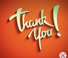 the words thank you are written in white on an orange and red background with shadow