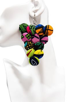 Ntoma Buttons Geometric Earrings - Trufacebygrace Modern Multicolor Dangle Jewelry, Modern Multicolor Dangle Earrings, Trendy Colorful Earrings As Gift, Modern Colorful Handmade Jewelry, Trendy Colorful Earrings For Gift, Handmade Modern Multicolor Earrings, Colorful Handmade Modern Earrings, Unique Multicolor Geometric Jewelry, Bold Geometric Earrings With Bold Design