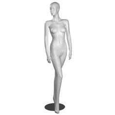 a white female mannequin standing in front of a white background with no head