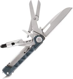 an open swiss army knife on a white background