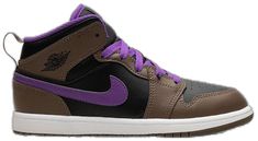 Purple Leather Low-top Jordan Shoes, Purple Leather Mid-top Basketball Shoes, Brown Basketball Shoes With Contrast Sole, Purple Leather Sneakers With Round Toe, Purple Leather Round Toe Skate Shoes, Purple High-top Leather Skate Shoes, Purple Leather Jordan Shoes For Streetwear, Purple Mid-top Leather Sneakers, Casual Purple Leather Skate Shoes