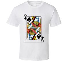 a white t - shirt with an image of a playing card on the front and back