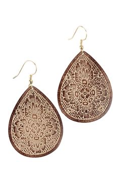 Regal Teardrop Earrings - Ten Thousand Villages Patina Earrings, Brass Patina, Natural Curves, Feminine Look, Delicate Flower, The Natural, Teardrop Earrings, Flower Design, Everyday Look