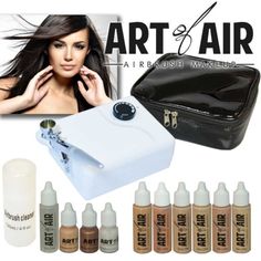 Art-of-Air-Professional-Airbrush-Cosmetic-Makeup-Kit-Fair-to-Medium-Shades Air Makeup, Best Airbrush Makeup, Airbrush Makeup Kit, Make Up Kits, Primer Makeup, Foundation Sets, Airbrush Foundation, Makeup Kits, Makeup Gift Sets