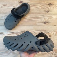 Brand New Crocs Echo Clog Grey/Black Men’s Size 8 / Women’s Size 10 Men’s Size 9 / Women’s Size 11 Men’s Size 10 / Women’s Size 12 Men’s Size 11 Men’s Size 12 Men’s Size 13 Gray Rubber Sole Slip-on Clogs, Gray Slip-on Clogs With Rubber Sole, Gray Round Toe Clogs For Outdoor, Gray Cushioned Outdoor Clogs, Gray Casual Clogs With Rubber Sole, Casual Gray Clogs With Rubber Sole, Crocs Echo Clog, Echo Clog, Crocs Echo