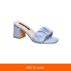 in stock Block Heels Sandal, French Connection, Summer Wardrobe, Slide Sandals, Block Heels, Valentine Gifts, Womens Sandals, Leather Upper, Shoe Accessories