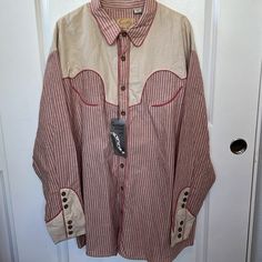 Rare Scully Collector Edition Shirt Looks Straight Out Of An Old Movie. Aged Colors, Wood Buttons, Piping, And Beautiful Cuff Details In Xxl. 100% Cotton Nwt. Western Style Long Sleeve Cotton Tops, Western Style Relaxed Fit Long Sleeve Tops, Relaxed Fit Cotton Shirt For Rodeo, Western Style Long Sleeve Relaxed Fit Tops, Western Cotton Button-up Tops, Western Style Cotton Button-up Tops, Western Style Long Sleeve Cotton Shirt, Western Style Long Sleeve Relaxed Fit Shirt, Western Style Long Sleeve Relaxed Shirt