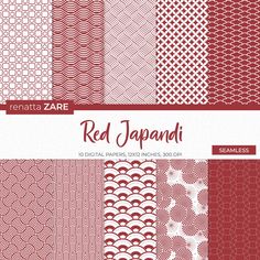 red japanese patterns with white circles and waves