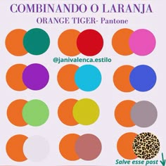 an orange and green poster with the words, cominando o lanana orange tiger pantone