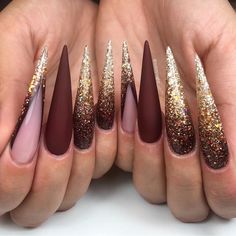 Fall Nails Matte, Stiletto Nails Design, Acrylic Stiletto Nails, Cute Nail Colors, Pretty Nail Colors, Super Cute Nails, September Nails, Nails Matte