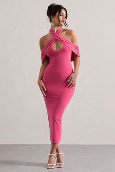 Midi Bridesmaid Dress, Pink Bodycon, Bardot Style, Black Tie Gala, Pink Shade, Party Dress Long Sleeve, Maxi Dress Prom, Bridesmaid Outfit, Floor Length Gown