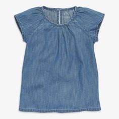 A shirt that gets better with every wear. Meet our chambray fabric, it’s denim’s super-soft, lightweight sibling 100% cotton Back button closure Blue Denim Top, Neutral Shirt, Clothing Finds, Blue Denim Shirt, Toddler Summer, Chambray Fabric, Reversible Dress, Top Girls, Fall Denim