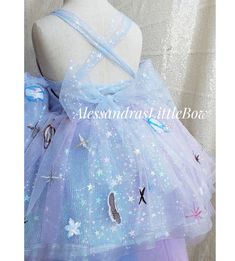 Galaxy Couture Dress – AlessandrasLittleBow Whimsical Blue Dress For Dress-up, Whimsical Summer Dress For Pageant, Whimsical Summer Pageant Dress, Whimsical Blue Pageant Dress, Whimsical Blue Dress For Dress-up Occasions, Whimsical Purple Tulle Dress, Whimsical Blue Dress With Ruffles, Whimsical Purple Dress-up Dresses, Galaxy Birthday Party