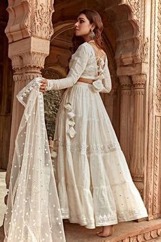 Shop for PREEVIN Off White Geometrical Embroidered Pattern Lehenga Set for Women Online at Aza Fashions Unstitched White Choli With Mirror Work, White Unstitched Lehenga With Mirror Work, White Floor-length Choli With Mirror Work, White Fitted Anarkali Set With Mirror Work, White Bohemian Choli For Reception, Bohemian White Choli For Reception, Bohemian White Choli With Mirror Work, White Bohemian Lehenga With Dupatta, Bohemian Lehenga With Chikankari Embroidery For Wedding