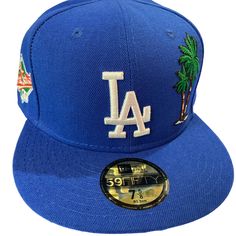 the los angeles dodgers'new era 59fifty fitted cap is shown in blue