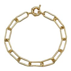 Gold Plated Link Bracelet - Approx. Length: 7.5" - Chain Length: 0.66" - Spring Ring - Gold Luxury Gold Plated Timeless Chain Bracelet, Luxury Gold Plated Chain Bracelet With Oval Link, Delicate Chain, Timeless Accessories, Ring Gold, Tote Backpack, Spring Rings, Ring Necklace, Chain Lengths