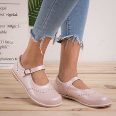 Casual Spring/fall Flats, Dusty Pink / US 5 Casual Summer Mary Janes With Round Toe, Chic Flat Mary Janes For Spring, Flat Mary Janes For Spring, Casual Summer Mary Janes With Pointed Toe, Casual Pointed Toe Mary Janes For Summer, Casual Mary Janes With Pointed Toe For Summer, Casual Pointed Toe Mary Janes For Spring, Casual Mary Janes With Pointed Toe And Buckle Closure, Spring Mary Janes With Buckle Closure