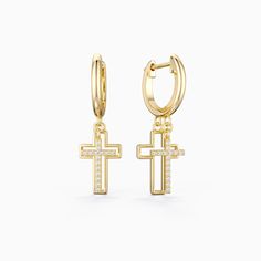 Gold Cutout Double Cross Earrings Psalm 46 1, Cross Gift, Jewelry Knots, Psalm 46, Meaningful Messages, Personal Statement, Medallion Necklace, Christian Jewelry, Cross Earrings