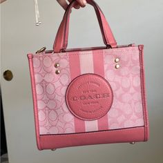 Pink, Bought From Another Seller Great Condition Missing Coach Tag Authentic Coach Pink Purse, Coach Dempsey Tote 22, Coach Dempsey Tote, Purse Collection, Coach New York, Pink Tote Bags, Bags Coach, Fancy Bags, Pink Purse