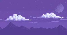 an old school pixel art video game with mountains and stars in the background