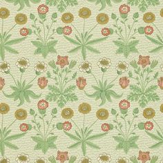 an image of a flower pattern on a beige background with green leaves and flowers in the center