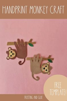 handprint monkey craft for kids with free printables and glue to make it