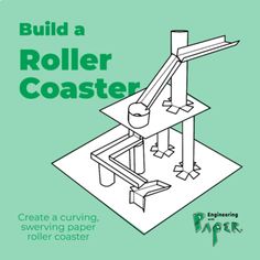 a green book cover with an image of a roller coaster on top of it and the words, build a roller coaster