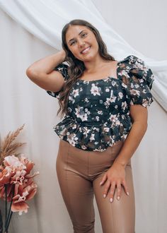 The Chloe Bustier Floral Top from BuddyLove is both flirty and fun with its back tie, puff sleeves, and feminine floral print. Get ready to turn heads! Payton is 5'4" wearing a size medium Top Sales, Floral Top, Puff Sleeves, Puff Sleeve, Floral Tops, Chloe, Floral Print, Floral Prints, Size Medium