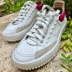 Brand New, Never Worn, Dust Bag Included Chic White Sneakers With Textured Sole, Chic White Sneakers With Rubber Sole, Chic White Low-top Sneakers, Chloe Shoes, Womens Shoes Sneakers, Limited Time, Pink White, Chloe, Baby Shoes